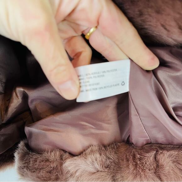 A New Day pink faux fur big collar cropped coat jacket XS - Picture 6 of 7